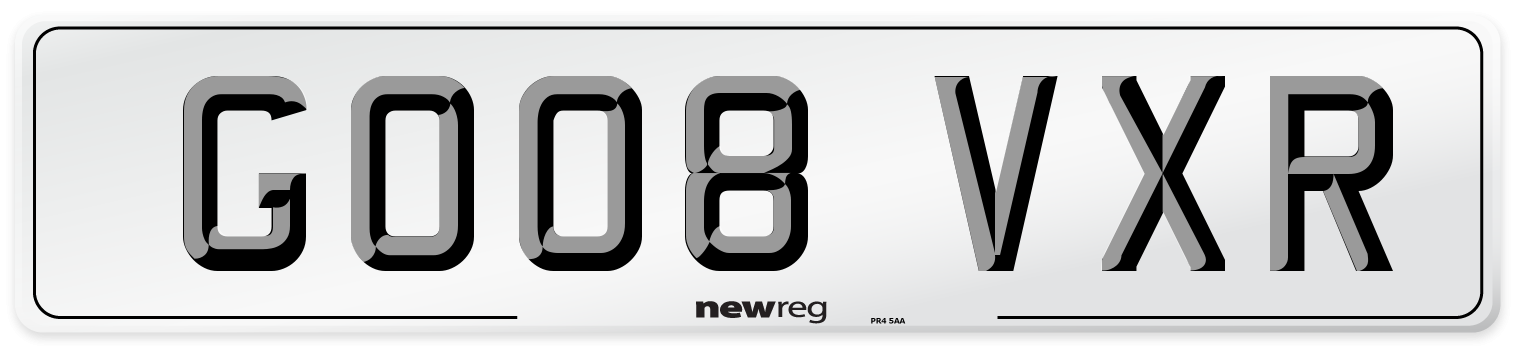 GO08 VXR Number Plate from New Reg